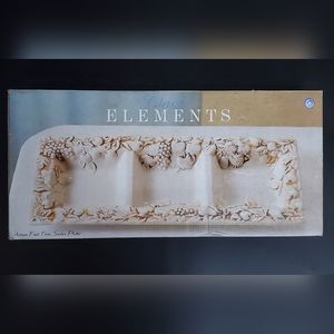 18" 3-Section Ceramic Antiqued Fruit Platter EUC w/ Original Box